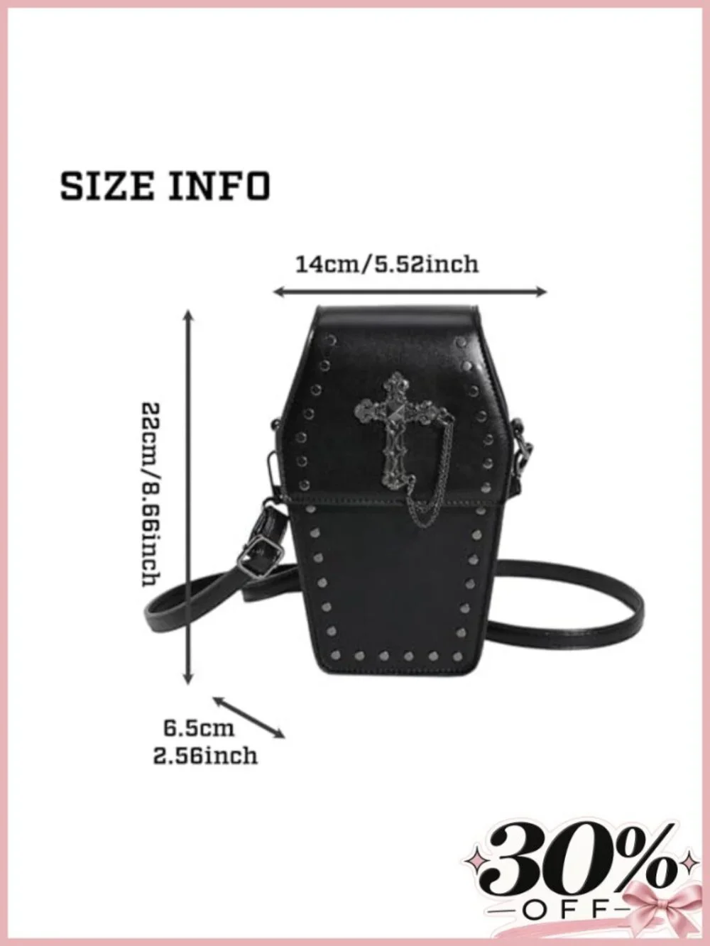 Goth Coffin Purse Halloween Crossbody Clutch Shoulder Bag Spooky Horror Cute